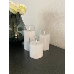 Kaarsen Led glas wit set-3