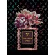 Glasschilderij  Diamond parfumfles met roze bloemen -273