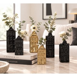 Amsterdamse Grachtenpanden set-2 zwart of goud 