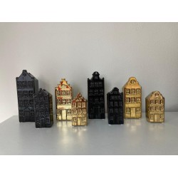 Amsterdamse Grachtenpanden set-2 zwart of goud 
