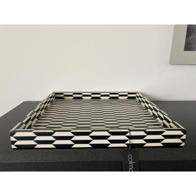 negatief Verstoring spiraal Diga Colmore luxury deco plateau zwart/wit 50x50 cm.