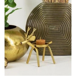 Decoratie Hertje met waxinelichtje houder goud