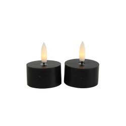 Countryfield Theelicht rustiek Ø4cm LED Lyon zwart - set van 2